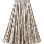 High-waisted A-line versatile mid-length slimming pleated skirt