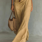 City Sleek Single Breasted Long Sleeve Warp Slit Shirt Maxi Dress