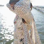 Live By Water Satin Unique Print Tassle Shirt and Elastic Waist Shorts Set