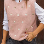 Versatile Sleeveless Round Neck Love Vest Sweater