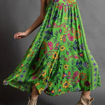 Vintage floral print loose sleeveless jumpsuit