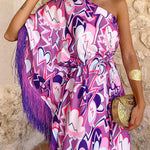 One Shoulder Belt Waist Fashion Dress