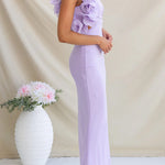 One Shoulder Frill Trim Cut Out Meriden Maxi Dress
