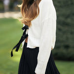 Margovil V Neck Bow Tie Front Elegant Sweater
