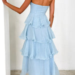 Margovil Strapless Ruffle Layered Maxi Dress