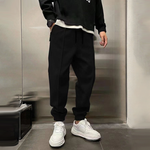 Men's Solid Plush Loose Elastic Waist Casual Sports Pants