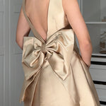 Margovil Sleeveless Big Bow Open Back Satin Mini Party Dress