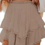 Margovil Elastic Waist Ruffle Layered Mini Skirt