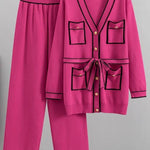 Elegant Color Contrast Two-piece Sweater Suit