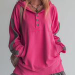 Sporty Color-blocked Ruffled Half-zip Hooded Long-sleeved Mini Dress
