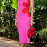 Margovil Cut Out Waist Side Split Floral Print Midi Cami Dress
