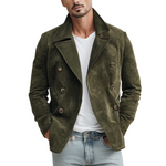 Men's Classic Casual Lapel Suede Double Breasted Jacket