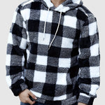 Men's Classic Plaid Fleece Hooded Pocket Sweatshirt