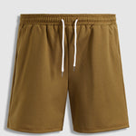 Men's solid color pique elastic waist casual shorts