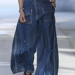 Casual Loose Graffiti Multi-Pocket Jeans