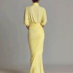 Women's Bright Yellow Drape Comfortable Blended Maxi Dress