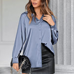 Satin Silk V-Neck Shirt - Zeagoo (Us Only)