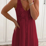 Margovil Lace Floral Button Down Tank Dress