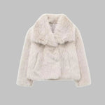 WEENA��� - Classy Long Sleeve Collared Fuzzy Coat