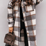 Margovil Long Sleeves Button Up Plaid Casual Shacket Jacket