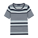 Men's Spring and Summer Casual Horizontal Stripe Knit Short Sleeve T-Shirt
