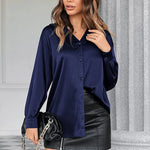 Satin Silk V-Neck Shirt - Zeagoo (Us Only)