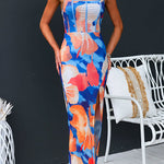 High Slit Waisted Floral Print Maxi Cami Dress