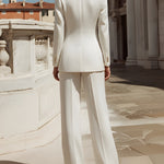 Double-Breasted Blazer & Wide-Leg Tailored Trousers Suit Set