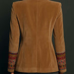 Polyester velvet Embroidered Blazer With Bohemian Detailing