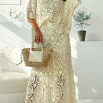High Rise Crochet Hollow Out Maxi Skirt