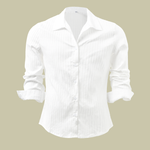 Men's Solid Color Striped Lapel Long Sleeve Shirt