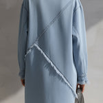Light Blue Raw-Edge Denim Mini Dress