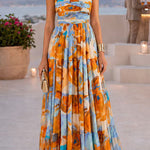 Spaghetti Strap Floral Print Ruffle Tiered Maxi Dress
