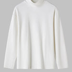 Men's solid color velvet half turtleneck Foundation T-shirt two-piece set