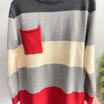 Margovil Color Block Pocket Casual Striped Sweater