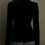 Velvet Blazer With Colorful Floral Embroidery