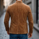 Men's Fashion Solid Suede Notch Lapel Two Buttons Casual Blazer