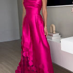 Margovil Strapless Waisted Polka Dot Applique Maxi Party Dress