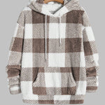 Men's fleece plaid hoodie casual pants set