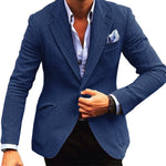 Men's Vintage Herringbone Wool Blend Lapel Single Breasted Blazer