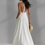 Women's Ivory Textured Dress With Sleeveless Silhouette & Cowl Neck, Modern Effortless-Elegant Style Dress