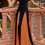Margovil Spaghetti Strap Color Block Swing Maxi Party Dress(7 Colors Available!)