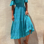White Dragon Fruit Turquoise Dress
