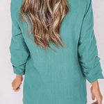 Plain Lapel Cardigan Faux Pocket Blazer