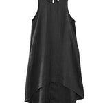 High-Low Loose Solid Color Round-Neck Midi Dresses