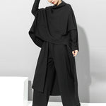Irregularity Elastic Waist Wide Leg Solid Color Pants