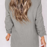 Plain Lapel Cardigan Faux Pocket Blazer
