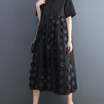 Original Casual Loose Polka-Dot Split-Joint Midi Shirt Dress