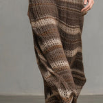 Relaxed-Fit Earth-Tone Striped Knit Maxi Dress