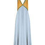 Loose Sleeveless Contrast Color Split-Joint Deep V-Neck Maxi Dresses